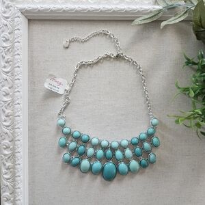 Necklace - NWT Icing blue and silver tiered bubble necklace with ovals